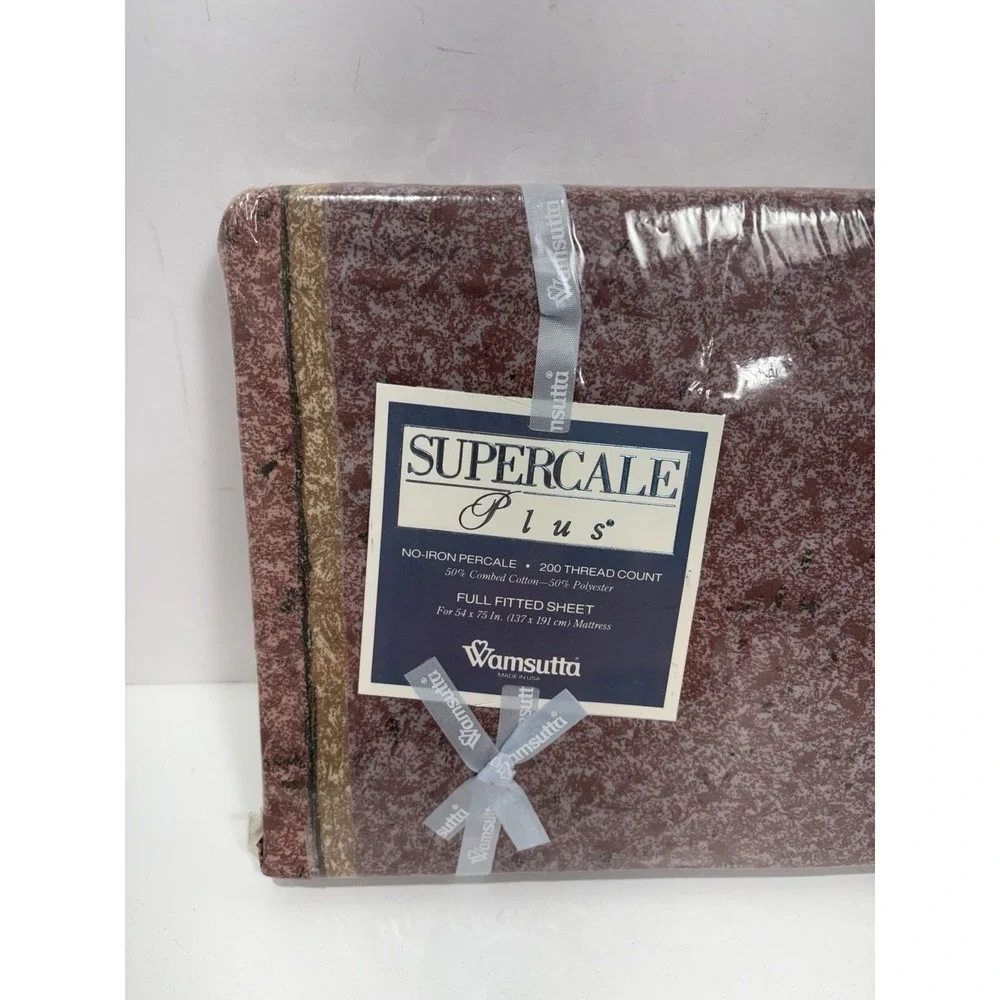 Wamsutta Supercale Plus Fitted Sheet Full Size Green & Red‎ 200 TC Holiday  NEW